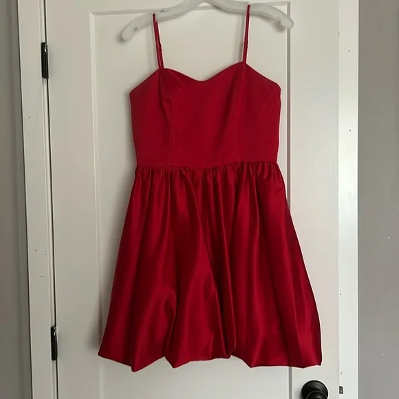 strapless open back dress Mini/Short Burgundy Prom Dress, Puffy Cute Burgundy Homecoming Dress   shopluu